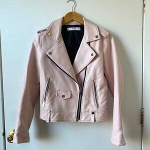 Mango vegan leather bomber jacket, Small, Light pink (Flaw)